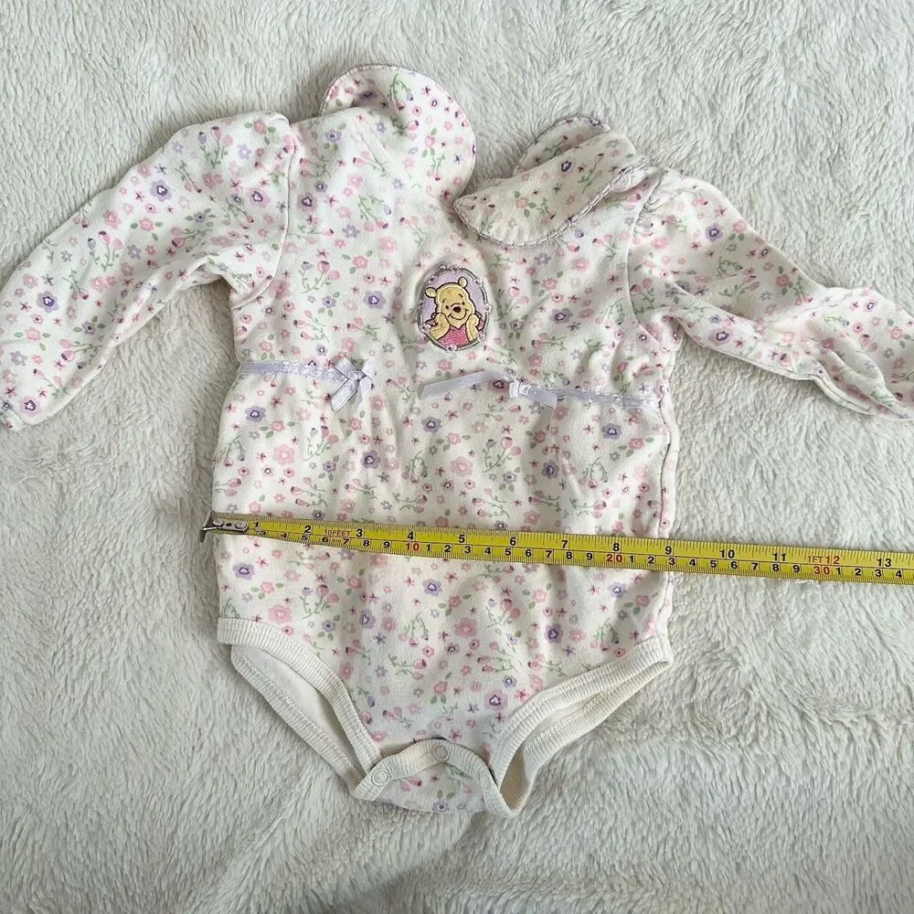 Vintage Disney Baby Winnie The Pooh 6/9 Months Floral Romper Pink Purple Beige